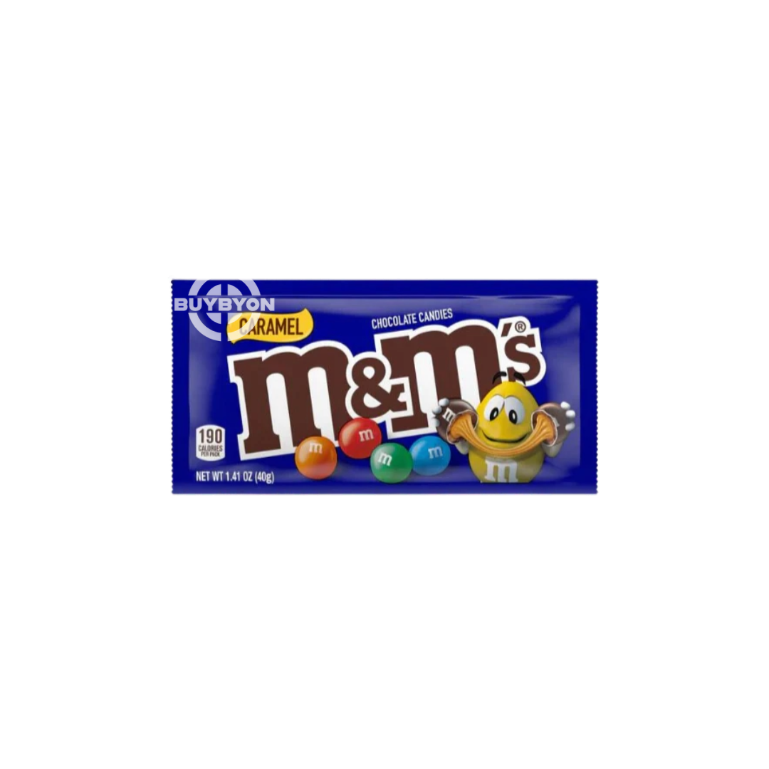 M&M'S Caramel - 40g pack featuring colorful chocolate candy with a caramel center.