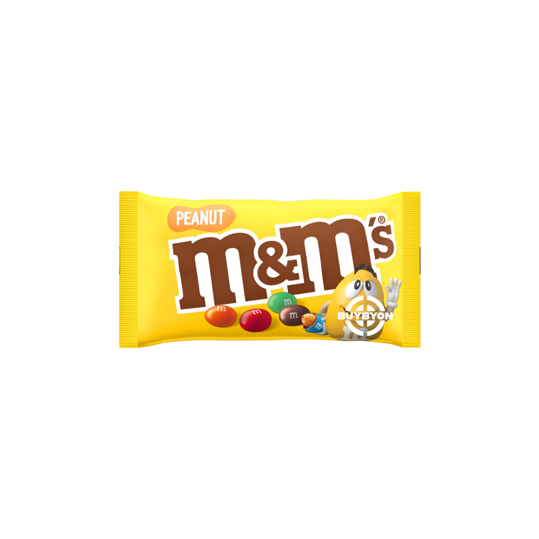 M&M's Peanut Chocolate Bag - 45g, featuring colourful candy-coated chocolates with crunchy peanuts and smooth milk chocolate.