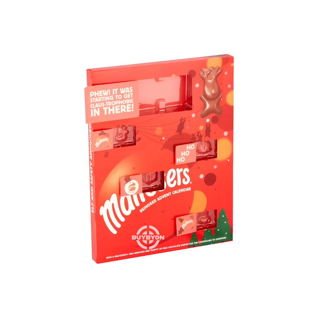 Maltesers Reindeer Advent Calendar - 108g featuring a festive design with Maltesers mini chocolates and a Maltesers Reindeer treat.