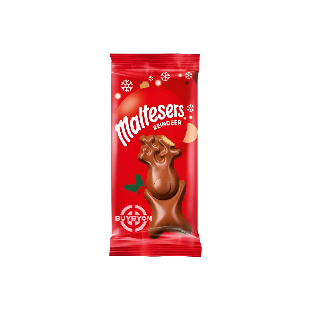 Maltesers Reindeer Chocolate Christmas Treat - 29g featuring a festive reindeer-shaped chocolate with a crispy malt centre.