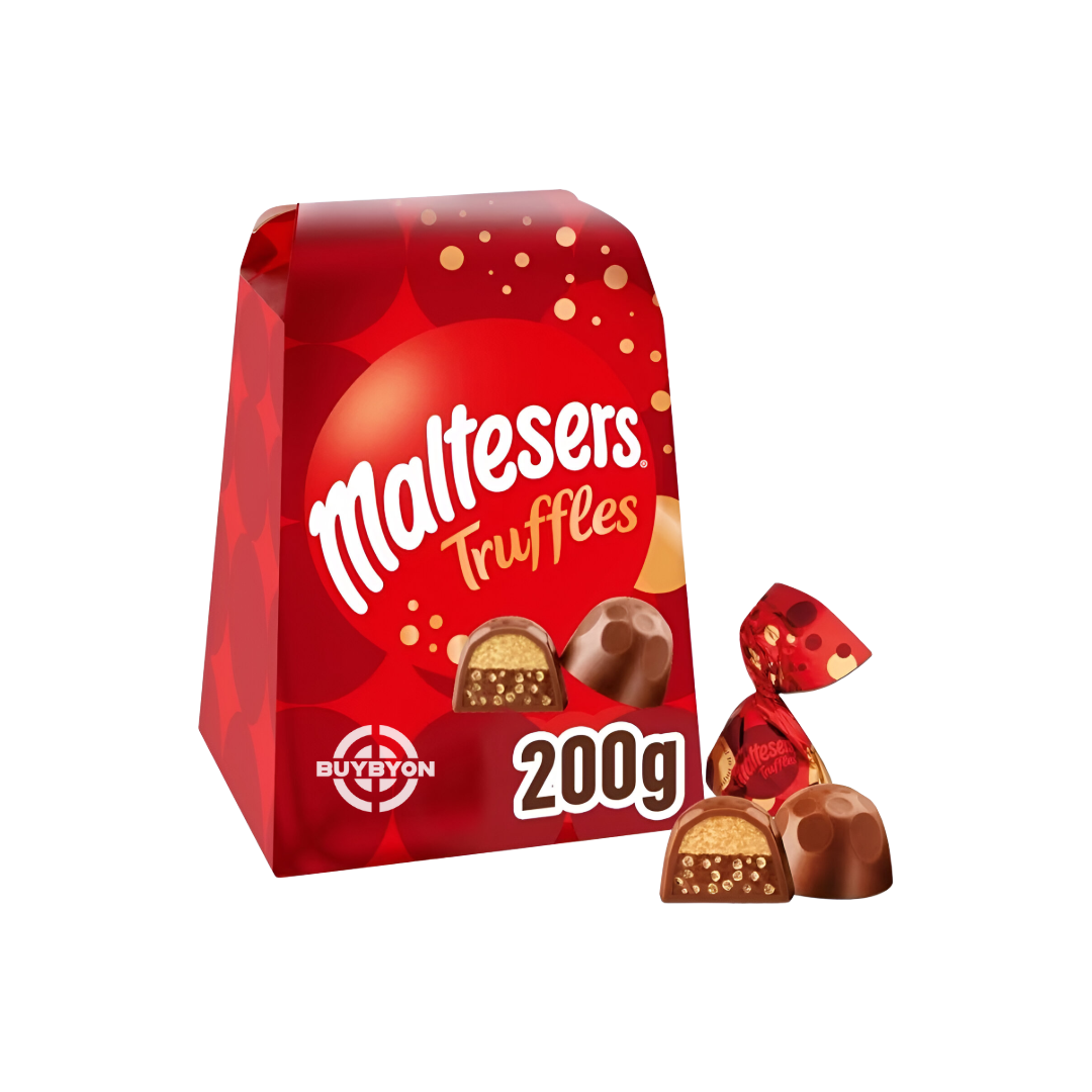 Maltesers Truffles Milk Chocolate Gift Box - 200g, a beautifully packaged box of creamy milk chocolate truffles with a malty centre.