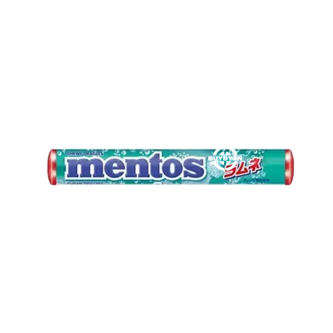 Mentos Ramune Soda - 37.5g pack featuring chewy sweets with a fizzy Ramune soda flavour.