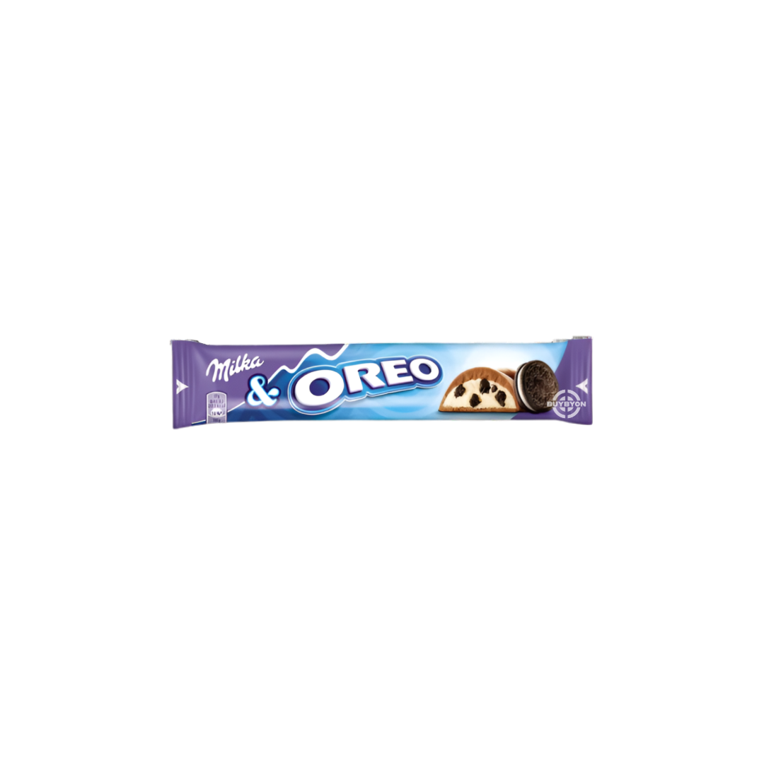 Milka Oreo Chocolate Bar 37g with smooth Alpine chocolate and crunchy Oreo bits.