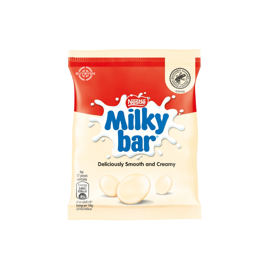 Milkybar Buttons White Chocolate Bag - 30g, ideal snack-size pack of creamy white chocolate buttons.