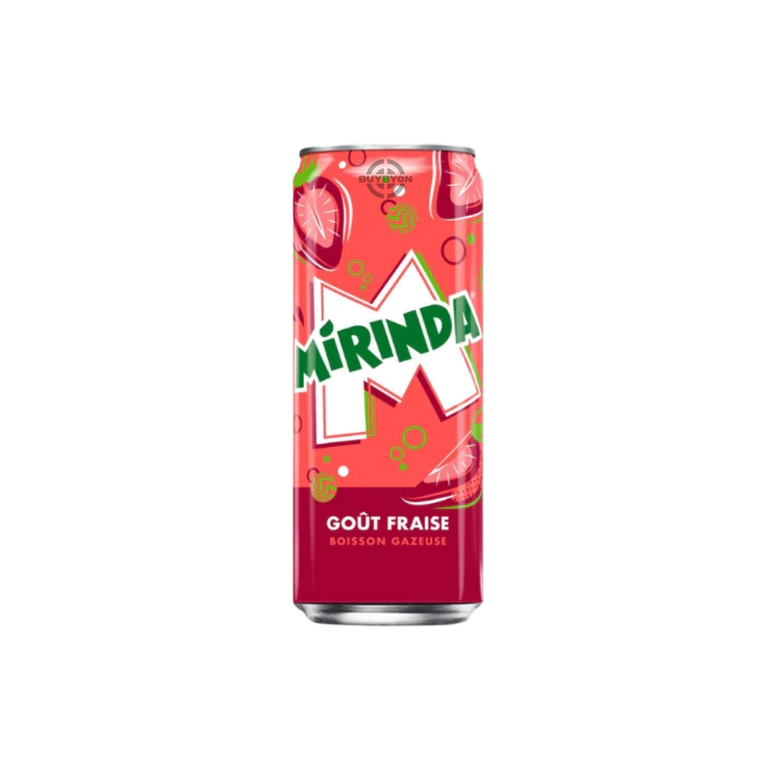 Mirinda Strawberry - 330ml can, bold strawberry-flavoured soda, sweet and refreshing.