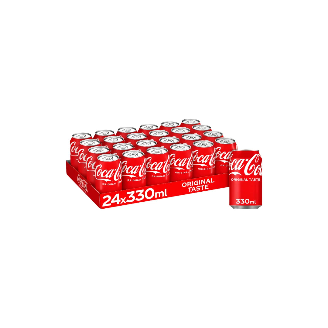 Pack of 24 Coca-Cola 330ml cans on a white background