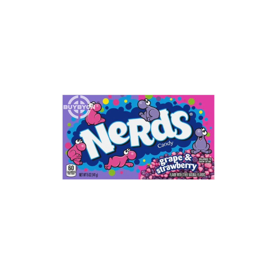 Nerds Grape & Strawberry – 141g pack featuring crunchy candy pieces with sweet grape and strawberry flavors, perfect for a fun snack or party treat.