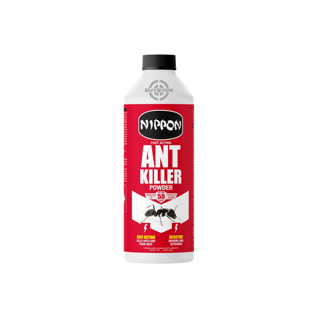 Nippon Ant Killer Powder - 500g pack, designed to effectively eliminate ants and prevent reinfestation with a potent formula for indoor and outdoor use.