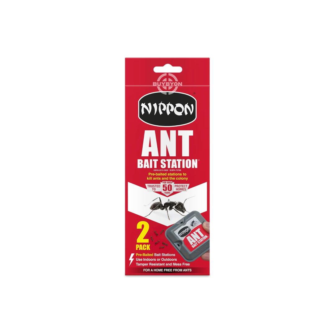 Nippon Twin Ant Bait Station Twin Pack, featuring two bait stations designed to attract and eliminate ants efficiently for long-term control.