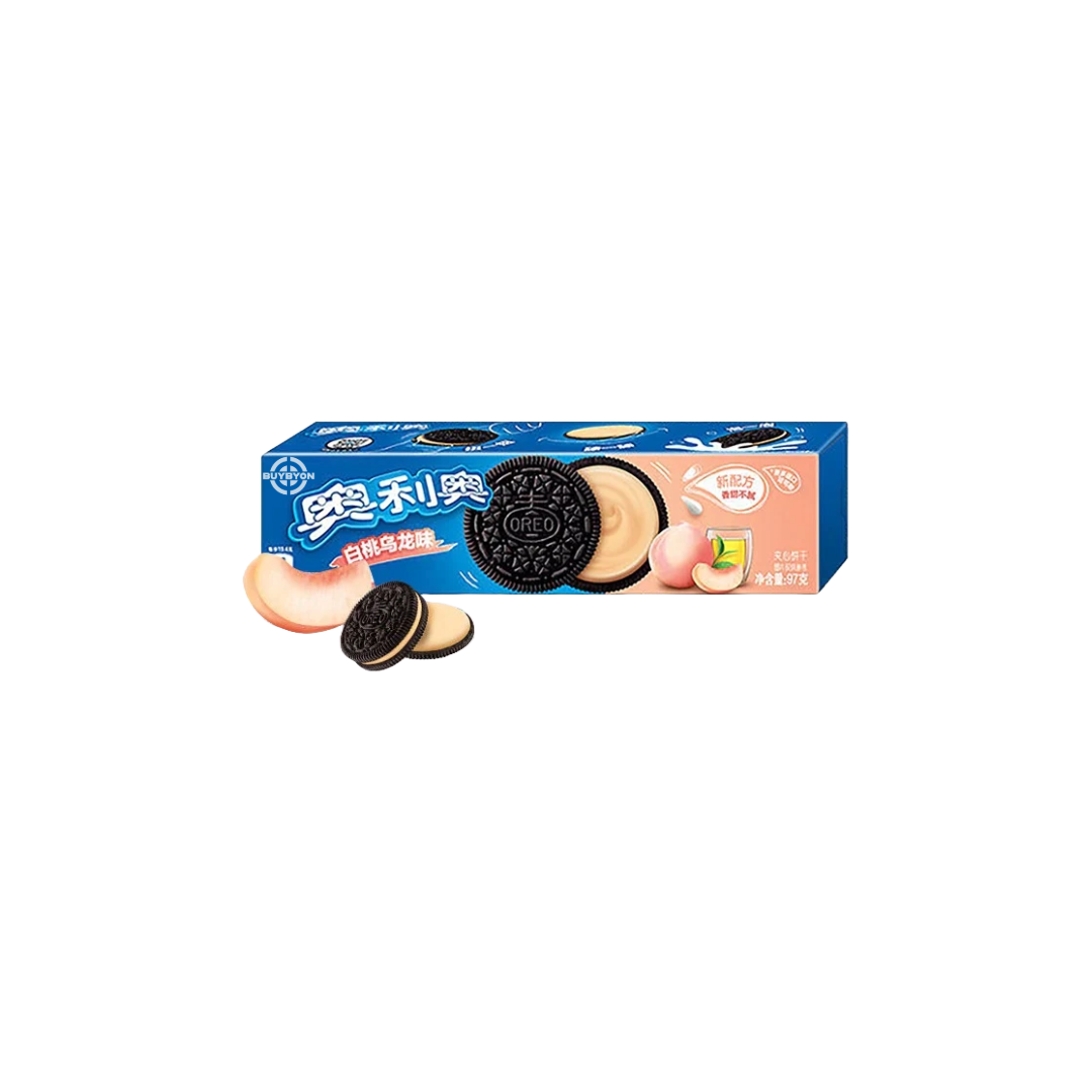 Oreo Peach &amp; Oolong Flavoured Cookies 97g pack with a tea-inspired filling.