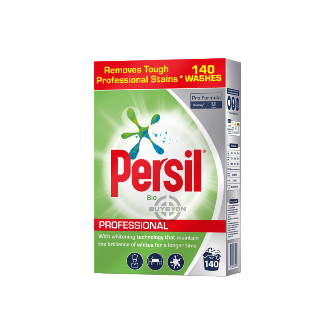 Get Persil Bio Professional Detergent - 8.4kg at Buybyon, offering up to 140 washes. This advanced biological detergent tackles tough stains, lifts dirt, and keeps fabrics soft and bright. Ideal for both home and commercial use, it ensures exceptional value and powerful performance. Shop now at Buybyon!