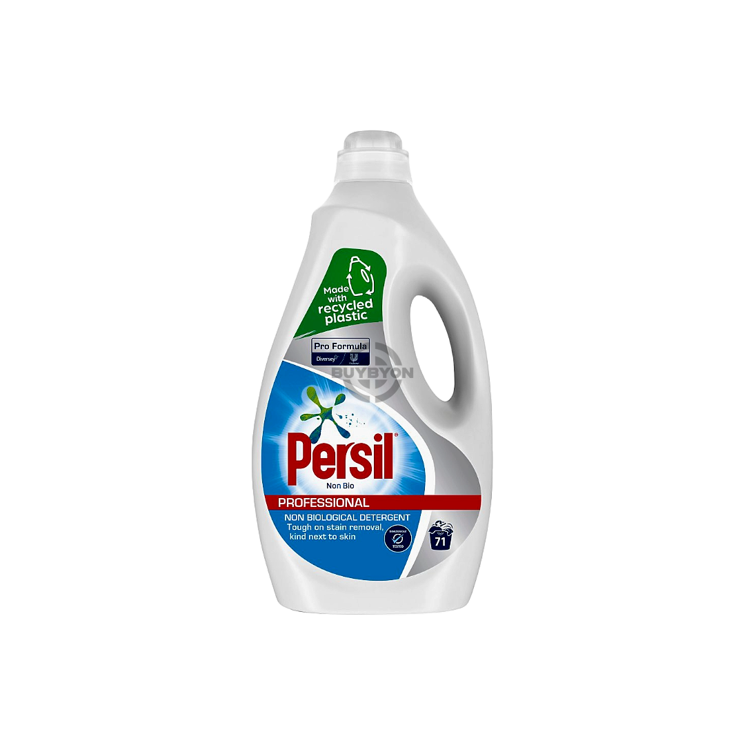 Persil Non Bio Professional Non Biological Detergent - 5L pack, designed for gentle cleaning without enzymes. Ideal for sensitive skin and delicate fabrics, ensuring thorough stain removal and fabric softness.