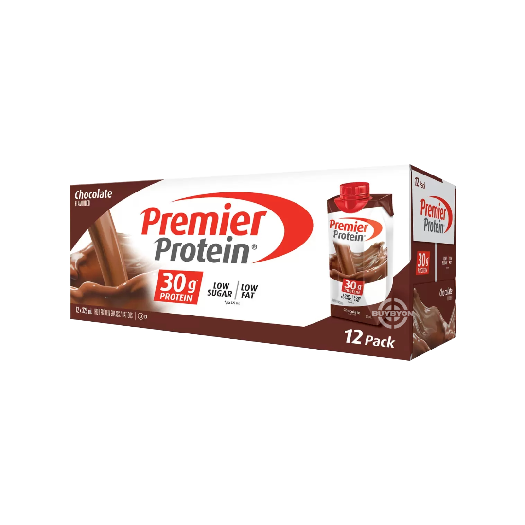 Premier Protein Chocolate Shake - 325ml, high-protein, low-sugar shake with rich chocolate flavour, Pack of 12.