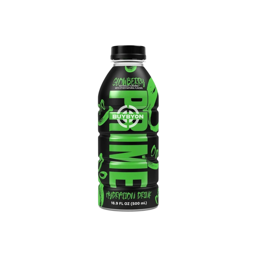 Prime Hydration Drink Glowberry - 500ml, a refreshing beverage with a unique Glowberry flavour. Enhanced with essential electrolytes, this drink supports hydration and energy, making it perfect for workouts and on-the-go hydration. Available now on Buybyon, the 500ml bottle offers a convenient and flavourful hydration solution for active lifestyles.