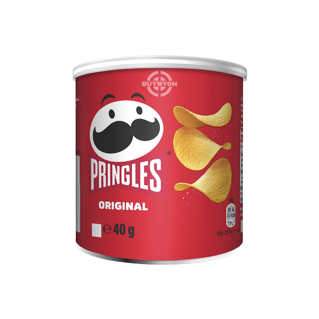 Pringles Original Snacking Crisps - 40g pack, showcasing the classic flavour and crispy texture in a convenient, resealable container, perfect for on-the-go snacking