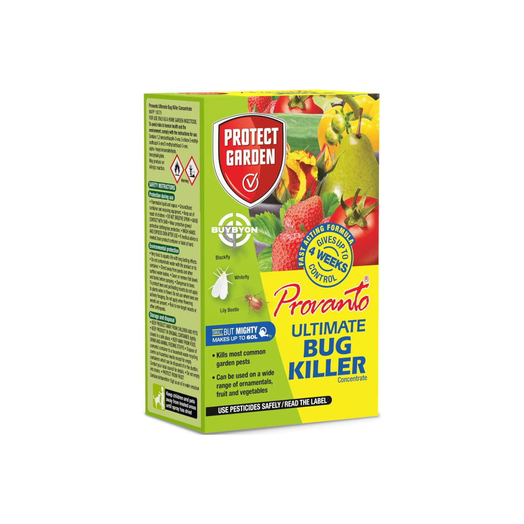 Provanto Ultimate Bug Killer Concentrate - 30ml bottle, designed to be mixed with water for effective control of a variety of garden pests.