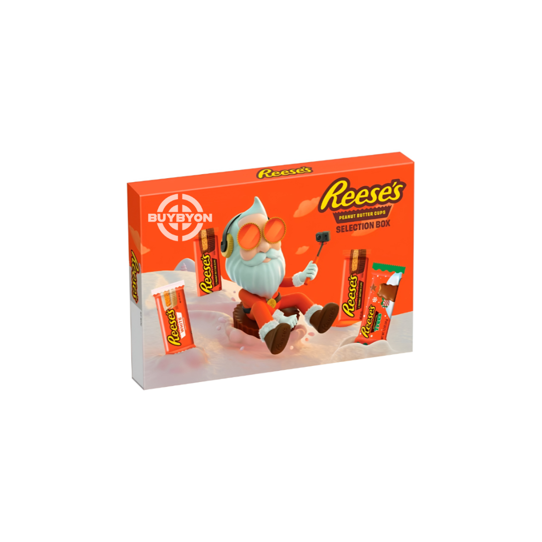 Reese's Peanut Butter Selection Box - 157g featuring a variety of Reese's iconic peanut butter and chocolate treats in a festive selection box.