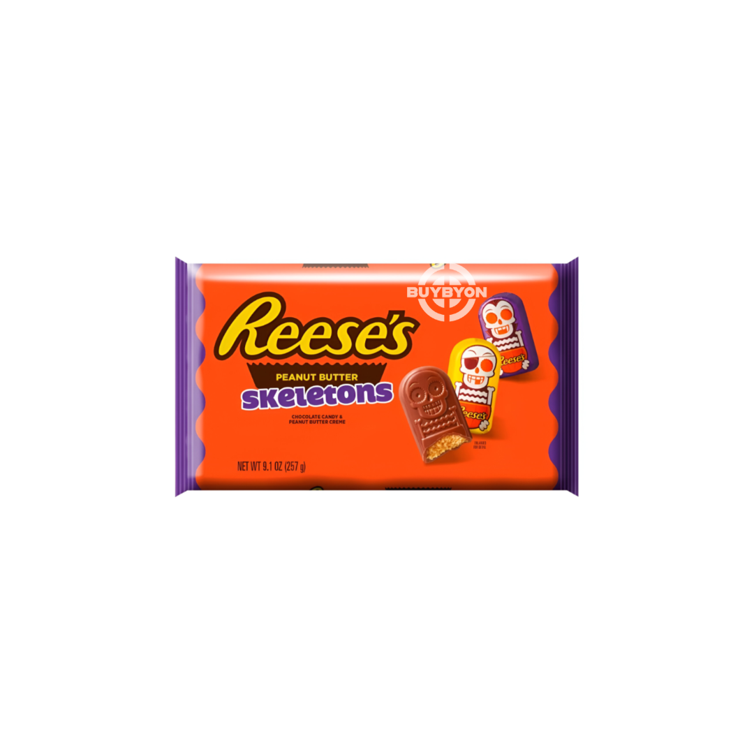 Reese's Peanut Butter Skeletons - 257g featuring skeleton-shaped candies filled with creamy peanut butter.