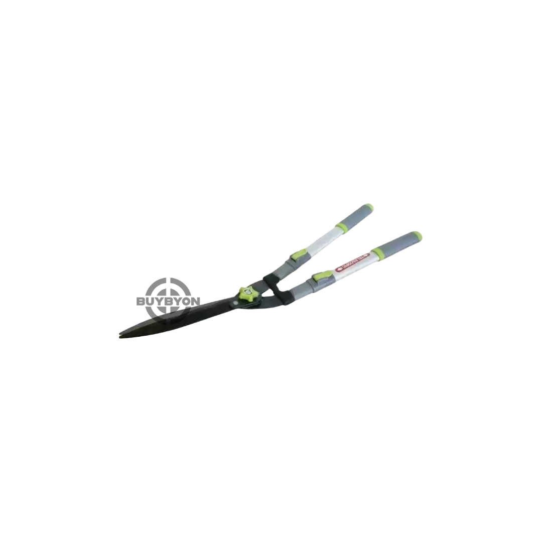 Rolson Aluminium Telescopic Wave Edge Garden Shears fully extended, showcasing the adjustable handle and wave edge blades designed for precision and ease of use in garden maintenance.