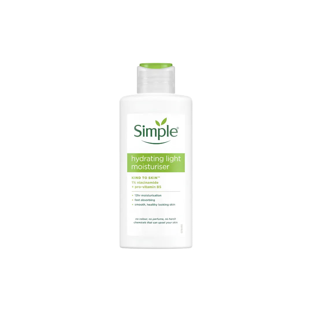 Simple hydrating light moisturizer bottle on a white background
