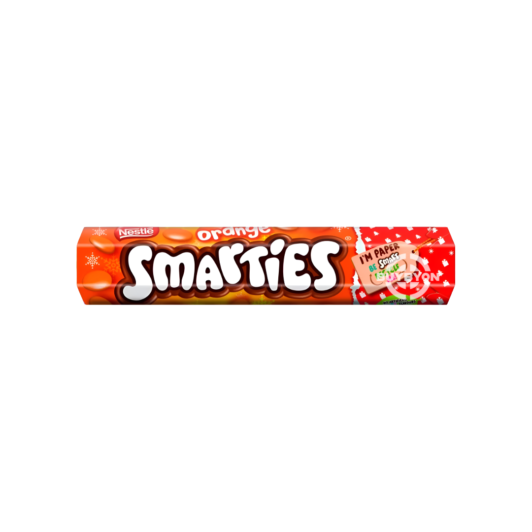 Smarties Orange Milk Chocolate Giant Tube - 120g filled with orange-flavoured milk chocolate buttons with a crispy sugar shell.