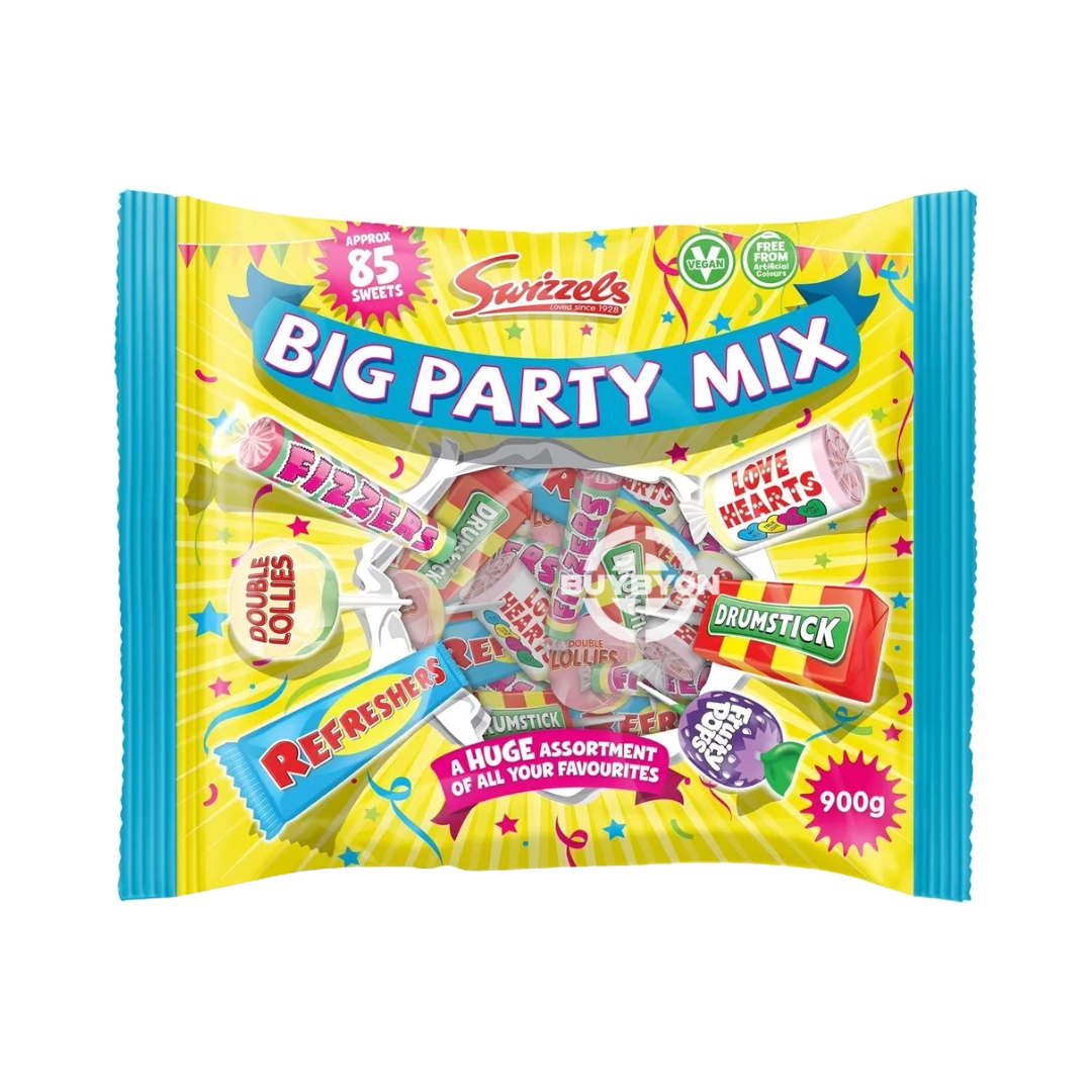 Swizzels Big Party Mix – 900g bag filled with an assortment of popular sweets, perfect for parties and satisfying your sweet cravings.