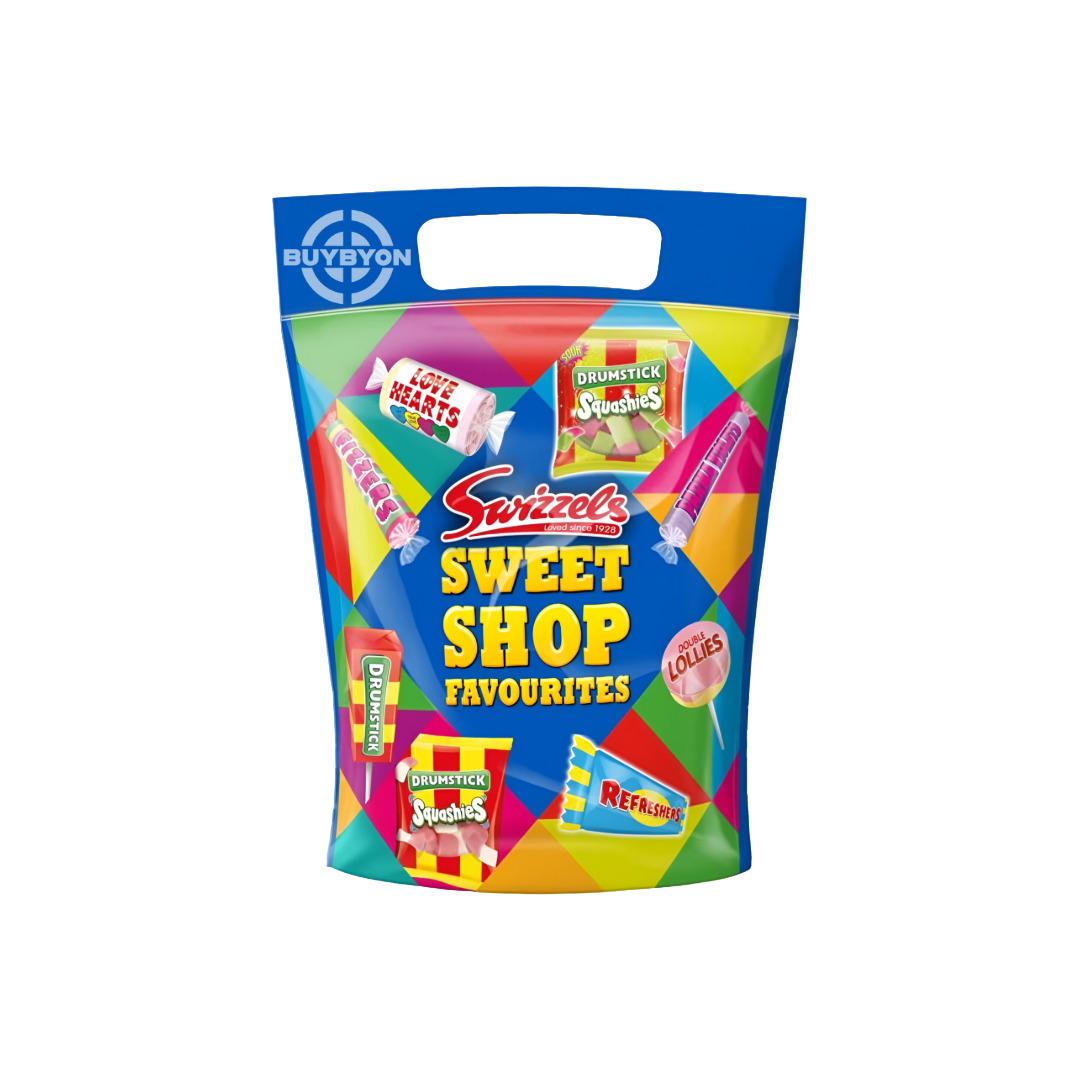 Swizzels Sweet Shop Favourites Pouch - 450g filled with a variety of classic sweets, perfect for sharing or enjoying nostalgic treats.