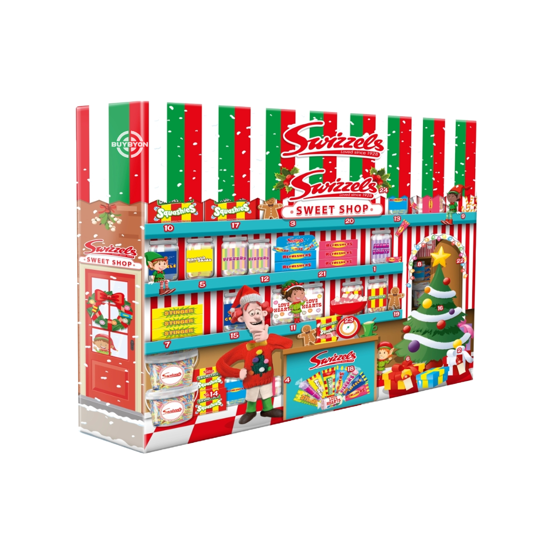 Enjoy a daily treat with the Swizzels Sweet Shop Advent Calendar - 220g, featuring nostalgic classics like Drumsticks and Love Hearts for a fun Christmas countdown.