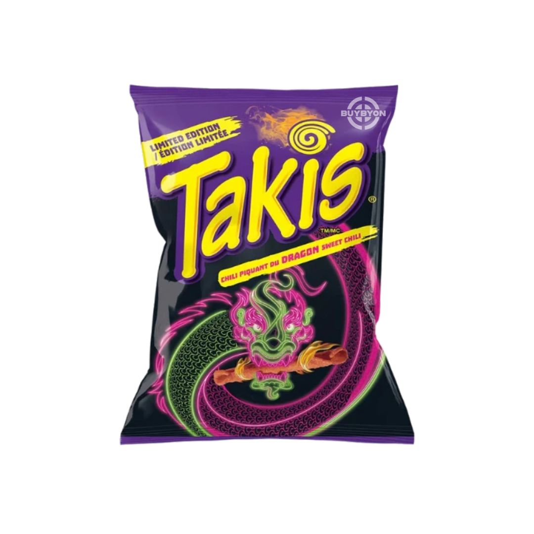 Takis Sweet Chilli 55g bag with rolled tortilla chips featuring bold sweet and spicy flavours, perfect for snacking on the go.