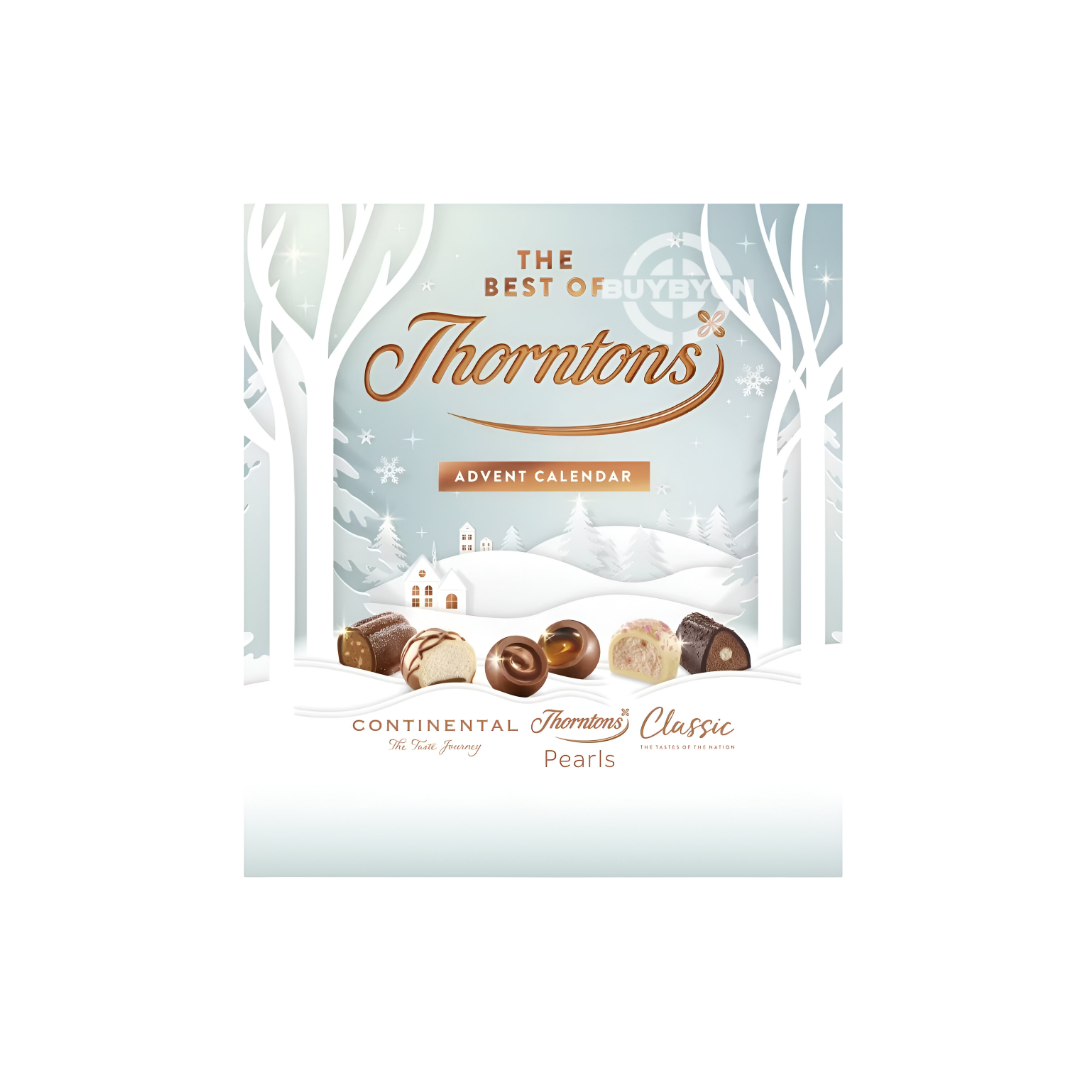 Thorntons The Best of Thorntons Advent Calendar - 258g featuring a festive design with a variety of premium Thorntons chocolates.