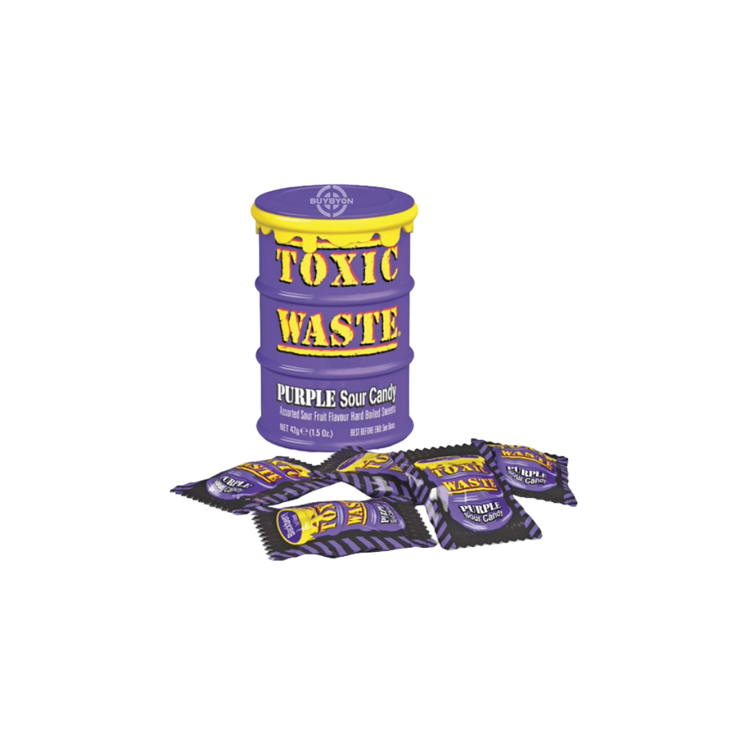 Toxic Waste Purple Drum - 42g extreme sour candy, in a compact, portable drum with bold flavours.