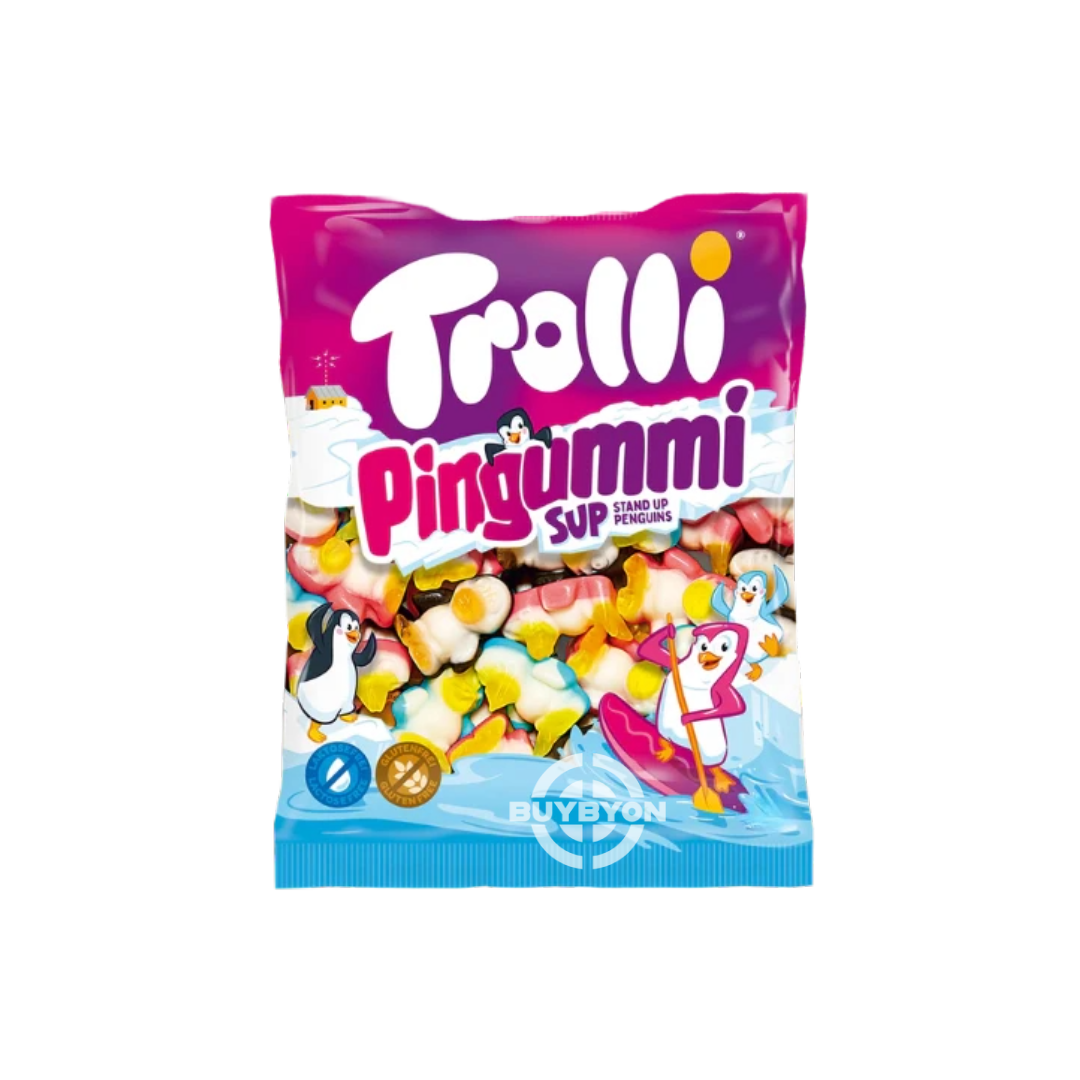 Trolli Pingummi – 150g bag featuring soft and chewy penguin-shaped gummies with fruity flavors, perfect for a fun and tasty treat.