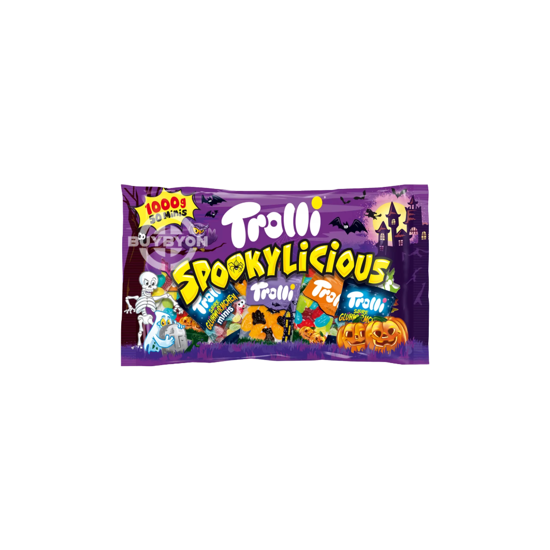 Trolli Spookylicious – 1kg bag of Halloween-themed fruity gummy sweets, perfect for trick-or-treating and festive celebrations.