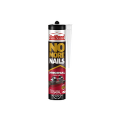 UniBond No More Nails Cartridge Interior - 390g, designed for strong bonding of various materials in indoor applications.