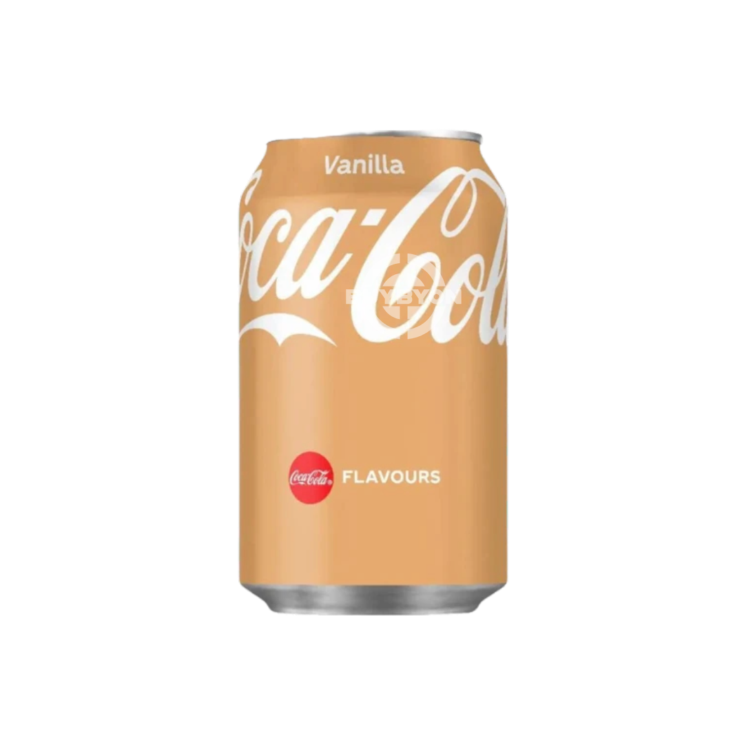 Coca Cola Vanilla Can - 355ml – A sleek can of Coca Cola Vanilla, showcasing classic Coca Cola branding with a hint of vanilla, offering a unique and refreshing cola experience with a smooth vanilla twist.