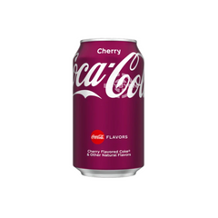 Coca Cola Cherry - 355ml – A vibrant can of Coca Cola Cherry, featuring bold branding and a cherry graphic, offering a unique cherry twist on classic Coca Cola for a refreshing and fruity cola experience