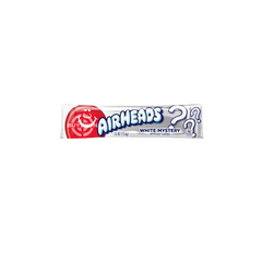 Airheads White Mystery - 15g showcasing a white candy bar with a hidden, mysterious fruity flavour, perfect for a fun and exciting treat on the go.