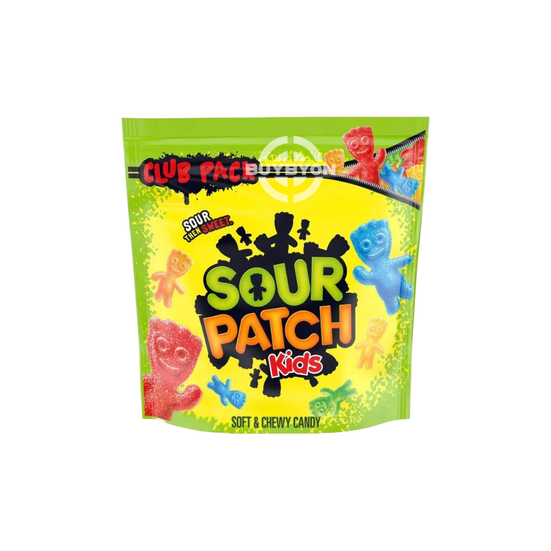 A large bag of Sour Patch Kids - 1587g featuring colourful, tangy candies shaped like kids, showcasing the generous quantity and playful appeal of this sweet and sour treat.