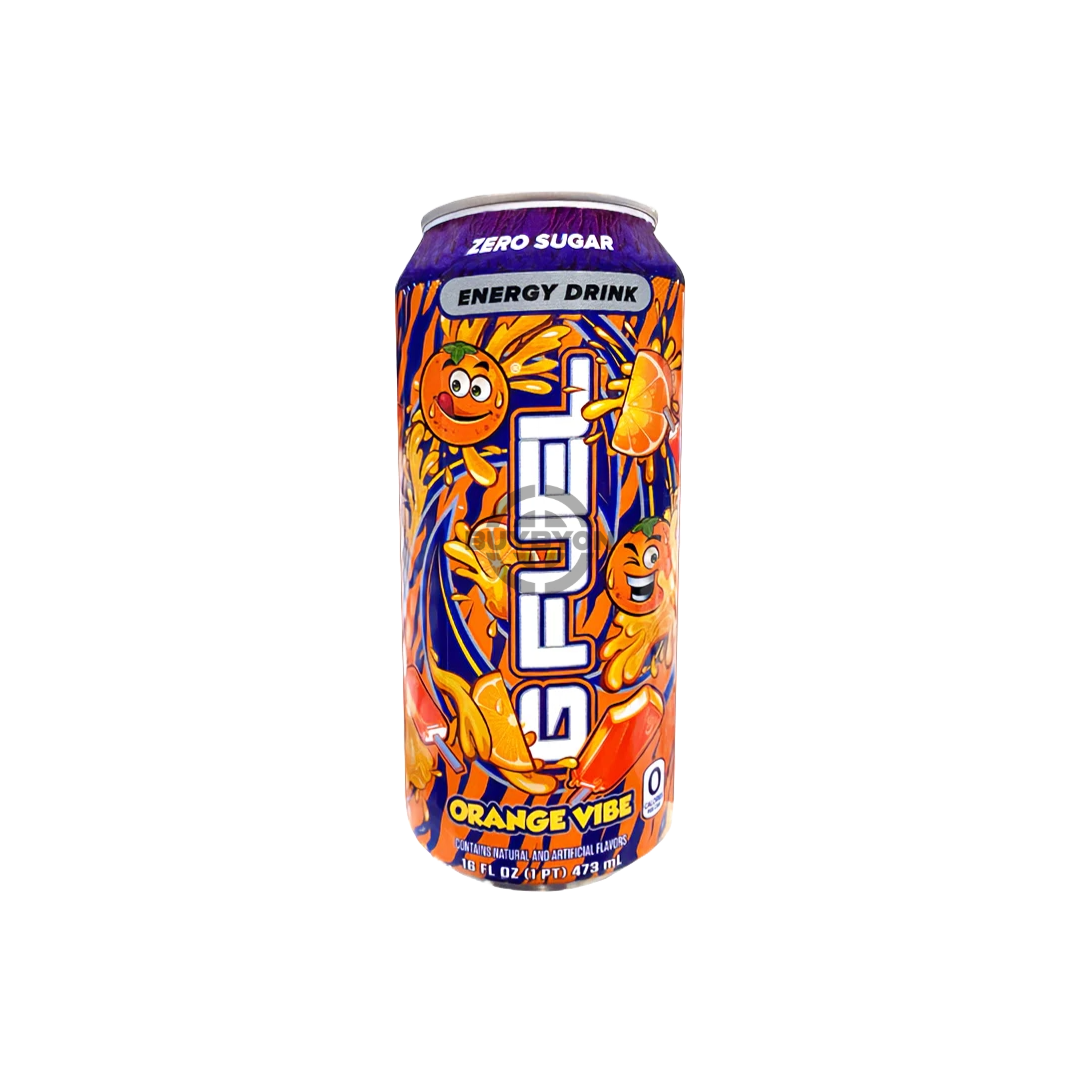 G Fuel-Orange Vibe Zero Sugar Energy Drink 473ml – A bright energy drink can featuring orange graphics, offering zero sugar and premium energy with a refreshing, zesty orange flavour.