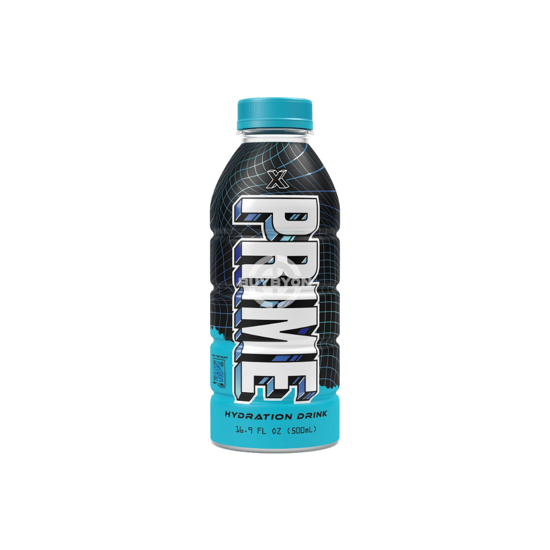 "Prime Hydration Blue 'X' Limited Edition - 500ml bottle with a sleek design and vibrant blue labelling, representing premium hydration. Ideal for athletes and fitness enthusiasts seeking optimal performance and refreshment."