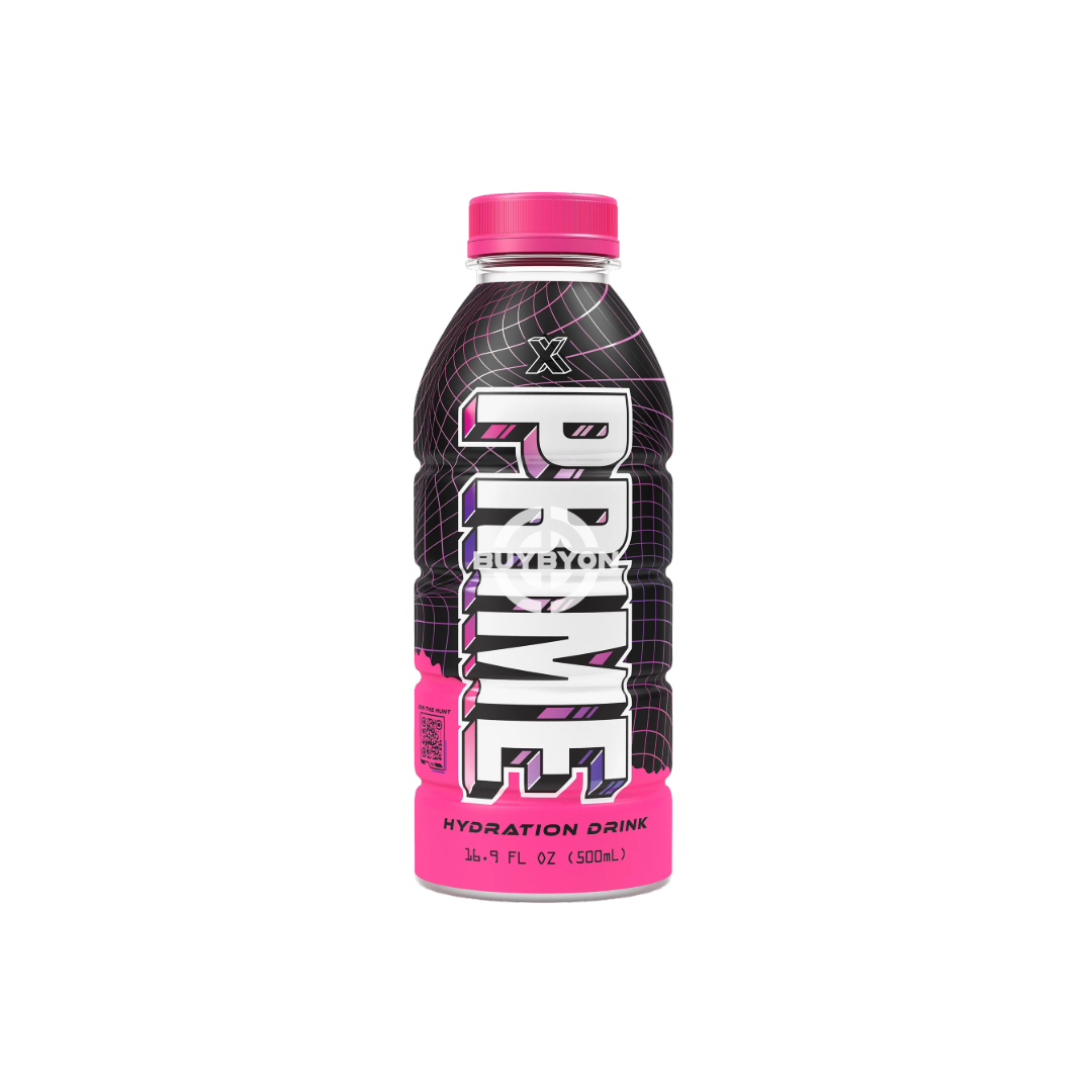 Prime Hydration Pink 'X' Limited Edition - 500ml bottle with white background