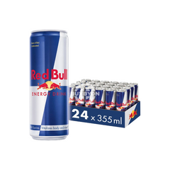 Red Bull Energy Drink - 355ml Case of 24 cans, showcasing iconic blue and silver design, known for providing a reliable and refreshing energy boost.