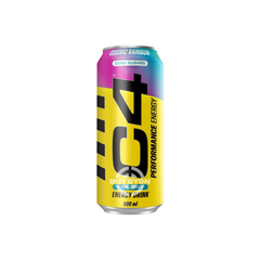 C4 Performance Energy Cosmic Rainbow Energy Drink 500ml bottle featuring a vibrant, colourful label showcasing the unique cosmic rainbow flavour.