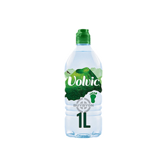 Volvic Natural Mineral Water 1L bottle with a clean, clear design, showcasing the purity and natural origin of the water.