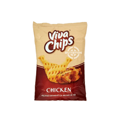 A 100g bag of Viva Chips Chicken, showcasing crispy chips seasoned with a savory chicken flavor for a satisfying and distinctive snack.