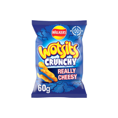 Walkers Wotsits Cheese Snacks Crisps - 60g pack, featuring puffy, crispy snacks with a rich cheese flavour, ideal for sharing or a satisfying snack.